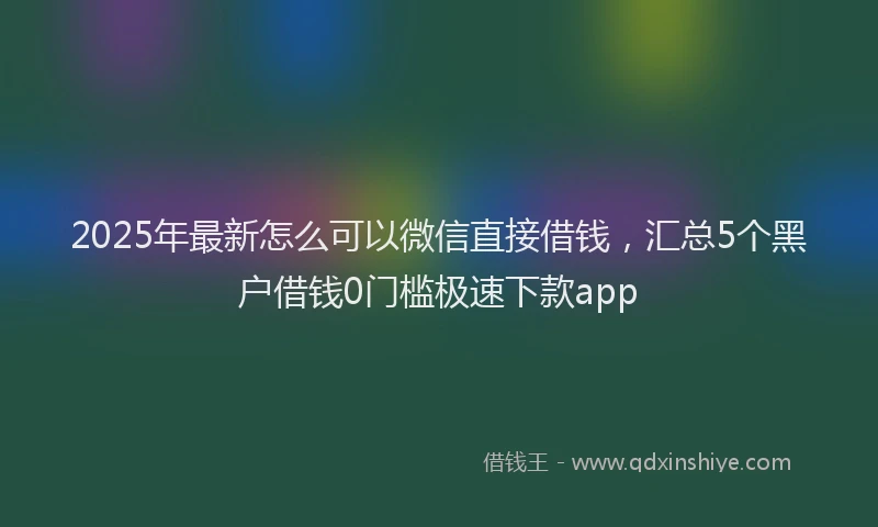 2025年最新怎么可以微信直接借钱，汇总5个黑户借钱0门槛极速下款app