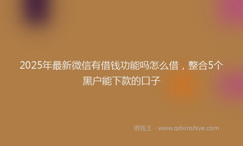 2025年最新微信有借钱功能吗怎么借，整合5个黑户能下款的口子