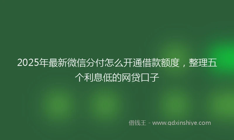 2025年最新微信分付怎么开通借款额度，整理五个利息低的网贷口子
