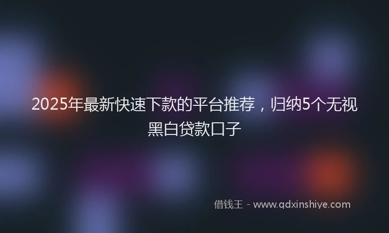 2025年最新快速下款的平台推荐，归纳5个无视黑白贷款口子