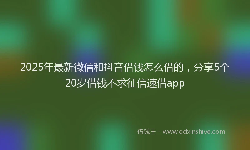2025年最新微信和抖音借钱怎么借的，分享5个20岁借钱不求征信速借app
