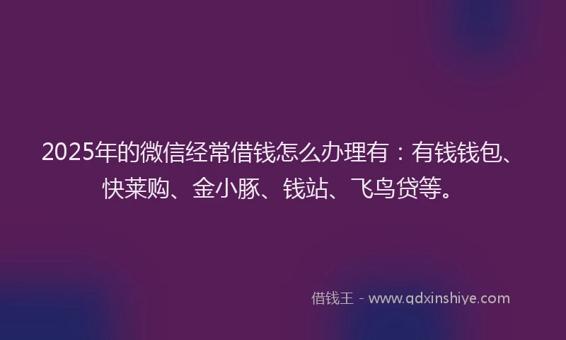 2025年的微信经常借钱怎么办理有：有钱钱包、快莱购、金小豚、钱站、飞鸟贷等。