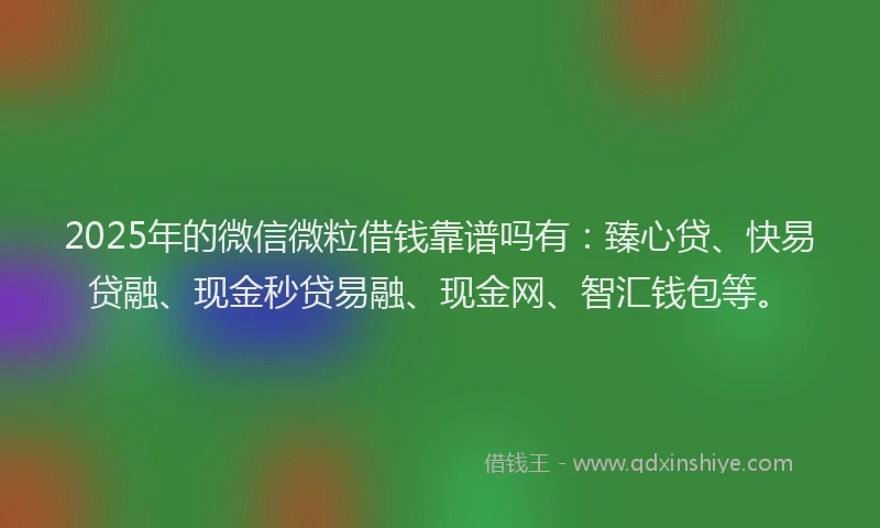 2025年的微信微粒借钱靠谱吗有：臻心贷、快易贷融、现金秒贷易融、现金网、智汇钱包等。