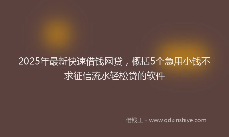 2025年最新快速借钱网贷，概括5个急用小钱不求征信流水轻松贷的软件