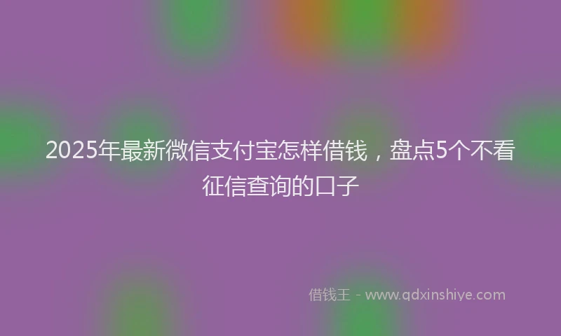 2025年最新微信支付宝怎样借钱，盘点5个不看征信查询的口子