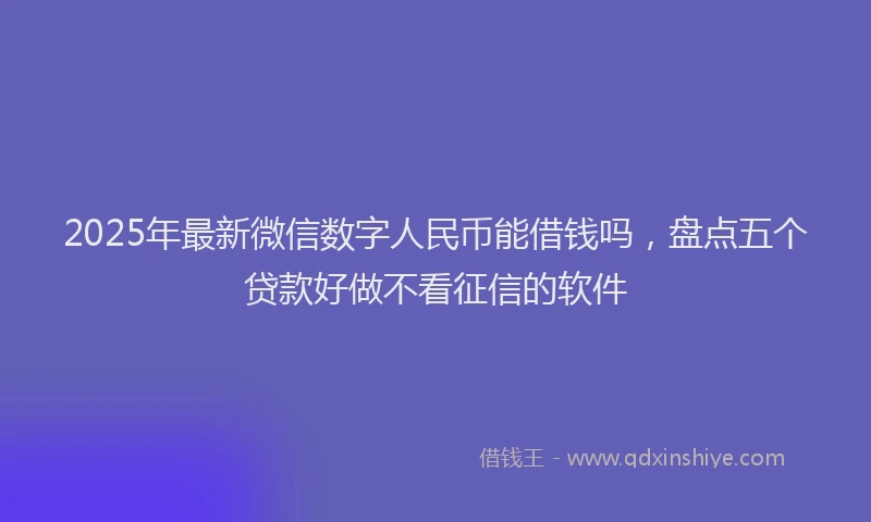 2025年最新微信数字人民币能借钱吗，盘点五个贷款好做不看征信的软件