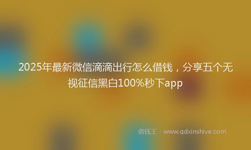 2025年最新微信滴滴出行怎么借钱，分享五个无视征信黑白100%秒下app
