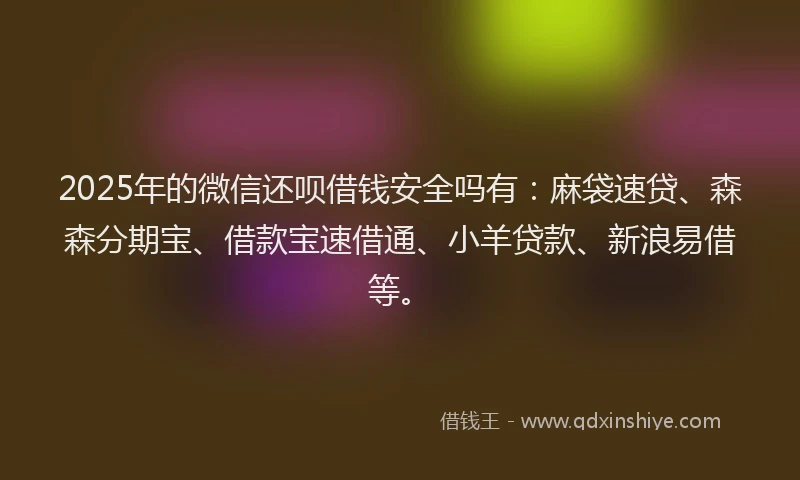 2025年的微信还呗借钱安全吗有：麻袋速贷、森森分期宝、借款宝速借通、小羊贷款、新浪易借等。
