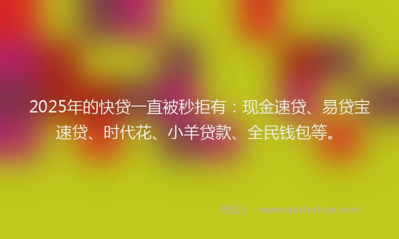 2025年的快贷一直被秒拒有：现金速贷、易贷宝速贷、时代花、小羊贷款、全民钱包等。