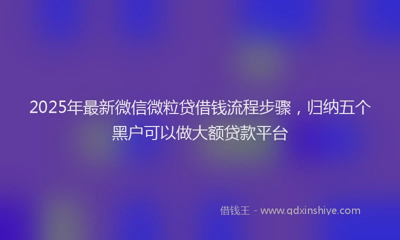 2025年最新微信微粒贷借钱流程步骤，归纳五个黑户可以做大额贷款平台