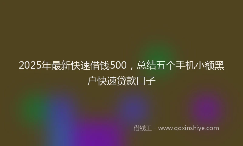 2025年最新快速借钱500，总结五个手机小额黑户快速贷款口子
