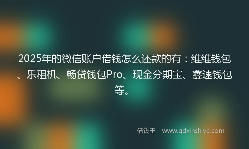 2025年的微信账户借钱怎么还款的有：维维钱包、乐租机、畅贷钱包Pro、现金分期宝、鑫速钱包等。