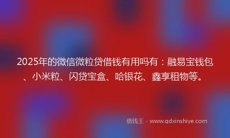 2025年的微信微粒贷借钱有用吗有：融易宝钱包、小米粒、闪贷宝盒、哈银花、鑫享租物等。