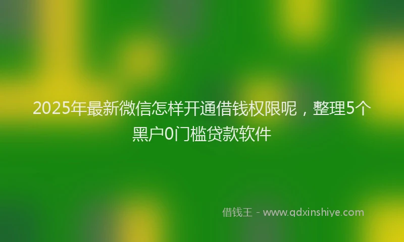 2025年最新微信怎样开通借钱权限呢，整理5个黑户0门槛贷款软件