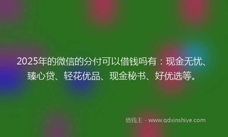 2025年的微信的分付可以借钱吗有：现金无忧、臻心贷、轻花优品、现金秘书、好优选等。