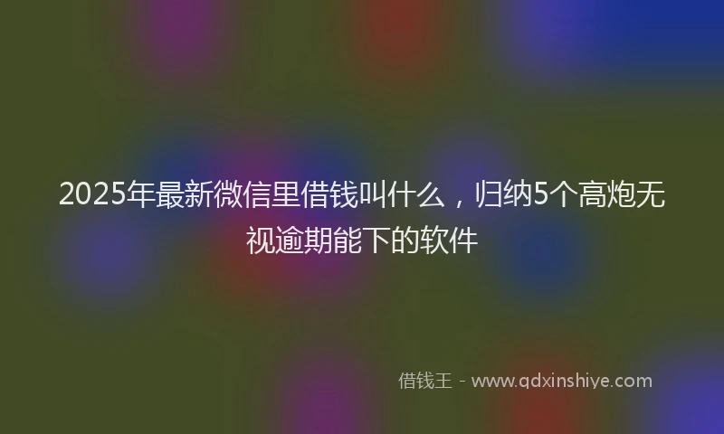 2025年最新微信里借钱叫什么，归纳5个高炮无视逾期能下的软件