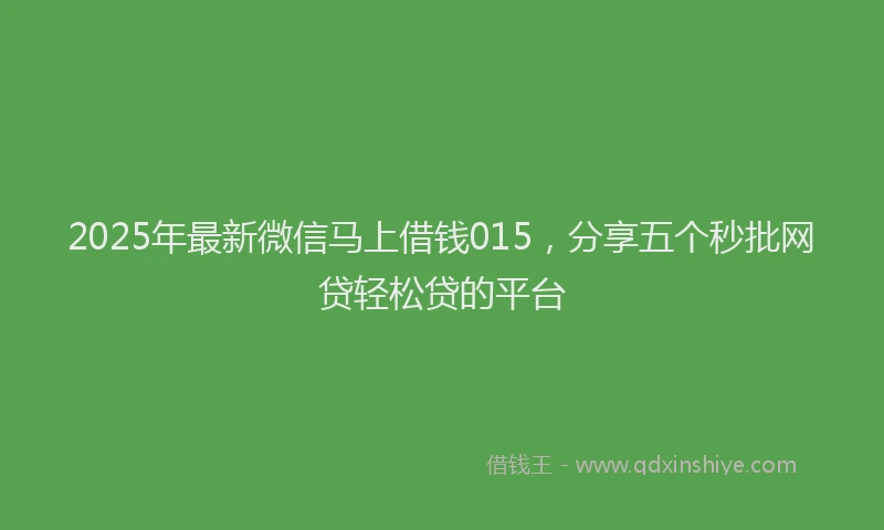 2025年最新微信马上借钱015，分享五个秒批网贷轻松贷的平台