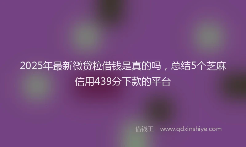 2025年最新微贷粒借钱是真的吗，总结5个芝麻信用439分下款的平台
