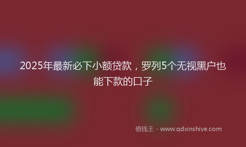 2025年最新必下小额贷款，罗列5个无视黑户也能下款的口子