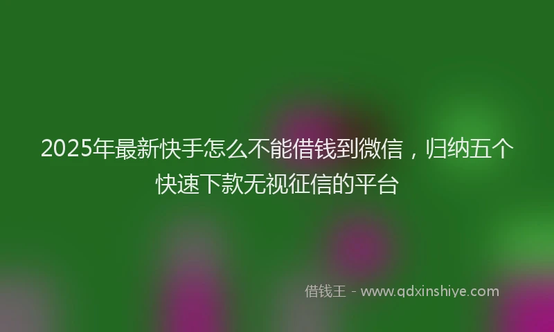 2025年最新快手怎么不能借钱到微信，归纳五个快速下款无视征信的平台