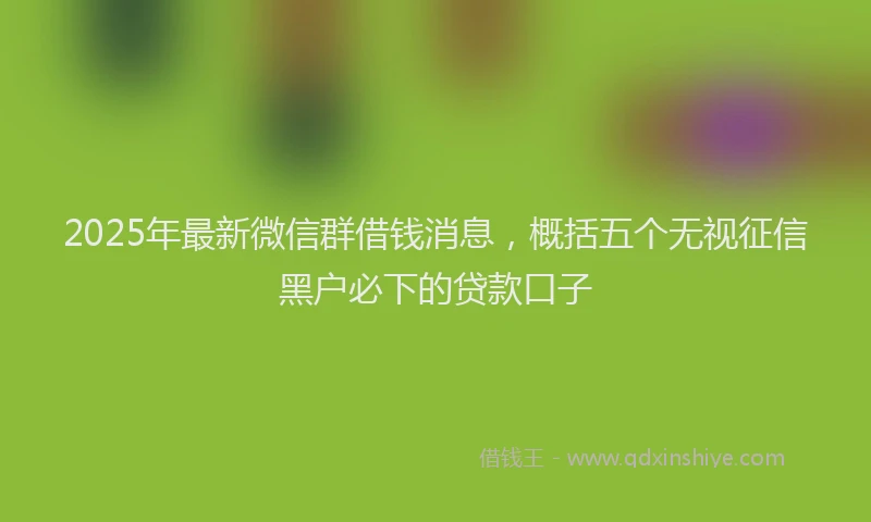 2025年最新微信群借钱消息，概括五个无视征信黑户必下的贷款口子