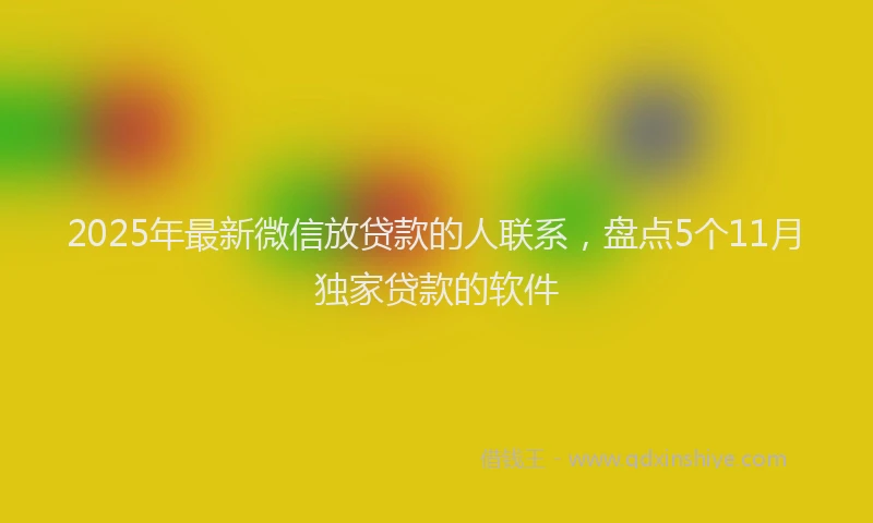 2025年最新微信放贷款的人联系，盘点5个11月独家贷款的软件