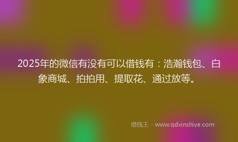 2025年的微信有没有可以借钱有：浩瀚钱包、白象商城、拍拍用、提取花、通过放等。