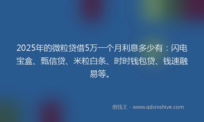 2025年的微粒贷借5万一个月利息多少有：闪电宝盒、甄信贷、米粒白条、时时钱包贷、钱速融易等。