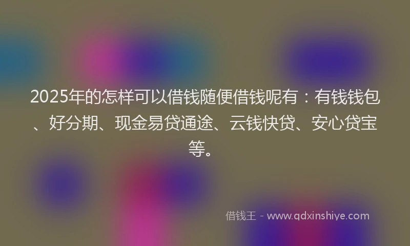 2025年的怎样可以借钱随便借钱呢有：有钱钱包、好分期、现金易贷通途、云钱快贷、安心贷宝等。