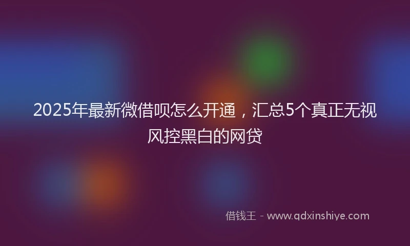 2025年最新微借呗怎么开通，汇总5个真正无视风控黑白的网贷