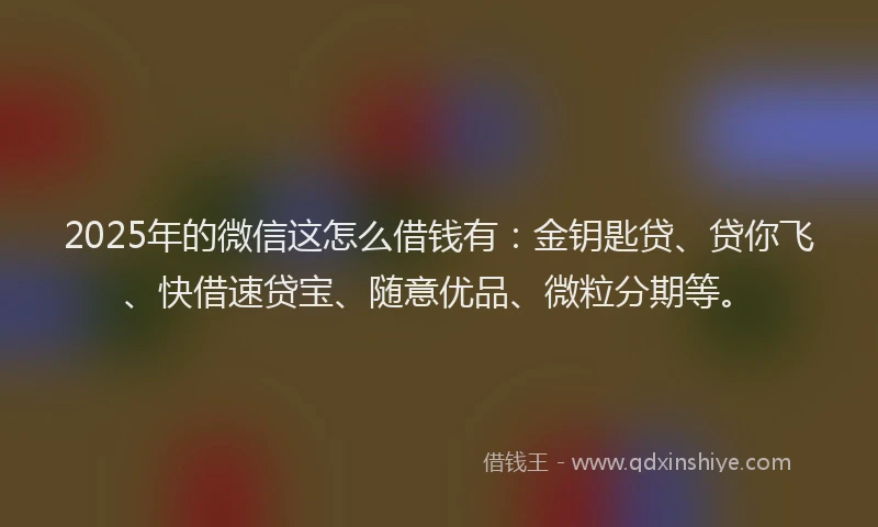 2025年的微信这怎么借钱有：金钥匙贷、贷你飞、快借速贷宝、随意优品、微粒分期等。