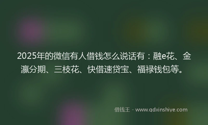 2025年的微信有人借钱怎么说话有：融e花、金瀛分期、三枝花、快借速贷宝、福禄钱包等。