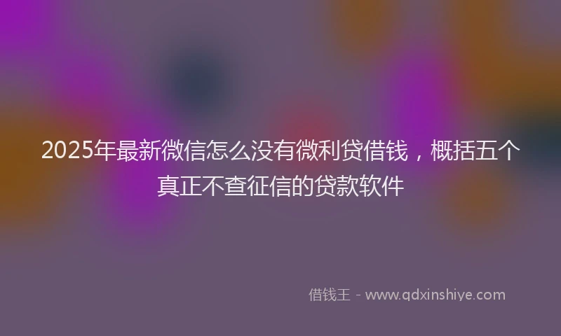 2025年最新微信怎么没有微利贷借钱，概括五个真正不查征信的贷款软件