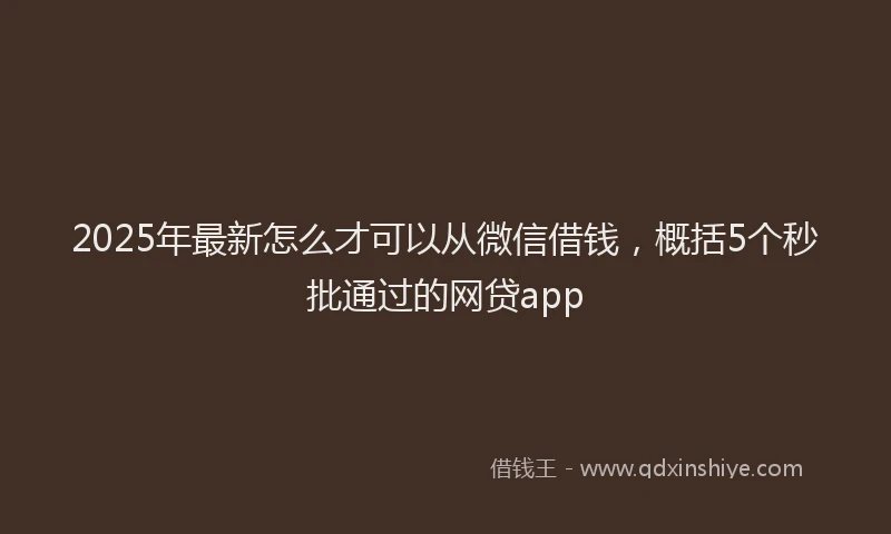 2025年最新怎么才可以从微信借钱，概括5个秒批通过的网贷app