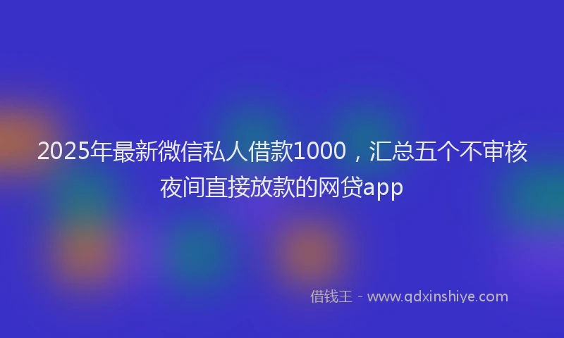 2025年最新微信私人借款1000，汇总五个不审核夜间直接放款的网贷app