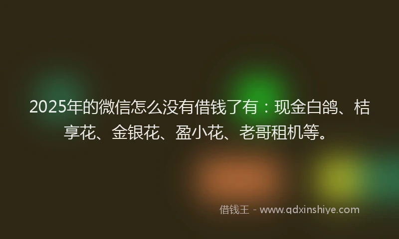 2025年的微信怎么没有借钱了有：现金白鸽、桔享花、金银花、盈小花、老哥租机等。