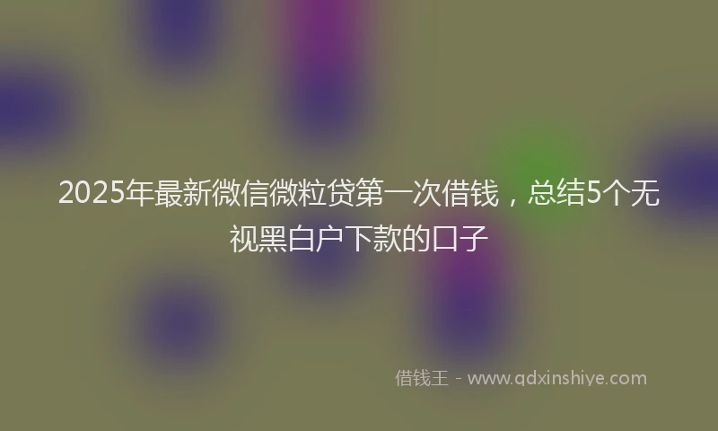 2025年最新微信微粒贷第一次借钱，总结5个无视黑白户下款的口子
