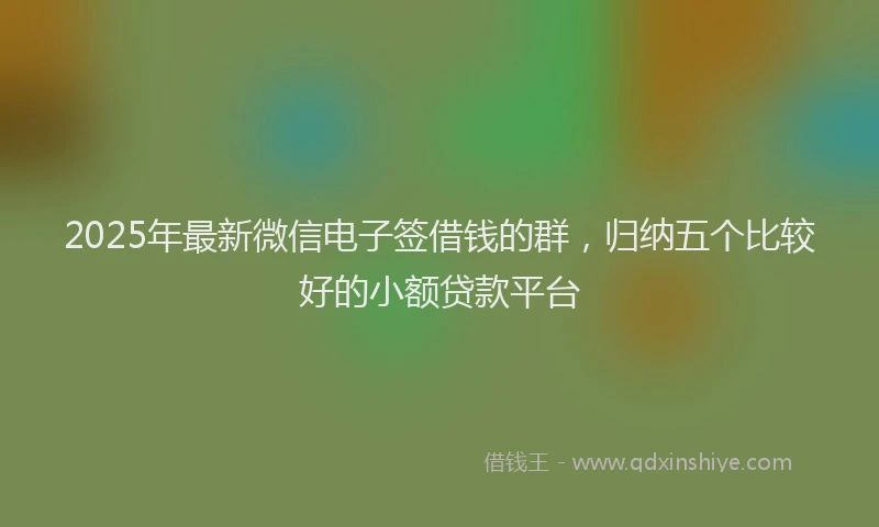 2025年最新微信电子签借钱的群，归纳五个比较好的小额贷款平台