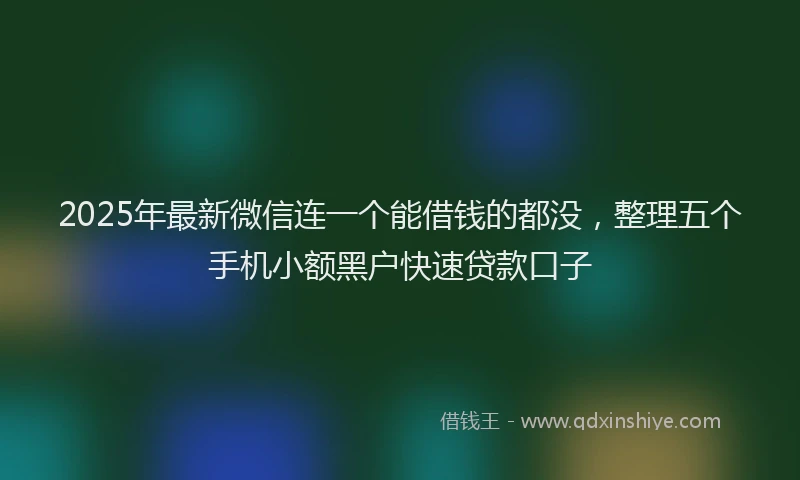 2025年最新微信连一个能借钱的都没，整理五个手机小额黑户快速贷款口子