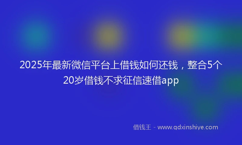 2025年最新微信平台上借钱如何还钱，整合5个20岁借钱不求征信速借app