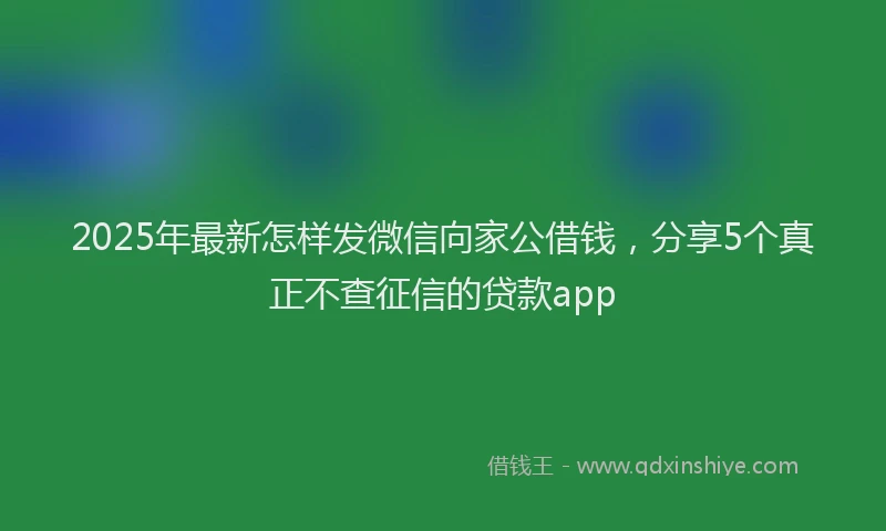 2025年最新怎样发微信向家公借钱，分享5个真正不查征信的贷款app