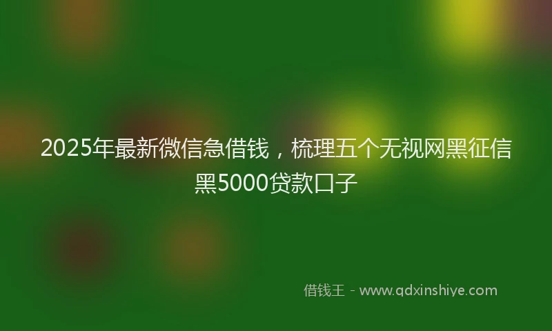 2025年最新微信急借钱，梳理五个无视网黑征信黑5000贷款口子