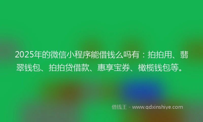 2025年的微信小程序能借钱么吗有：拍拍用、翡翠钱包、拍拍贷借款、惠享宝券、橄榄钱包等。