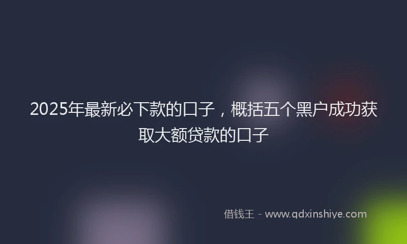 2025年最新必下款的口子，概括五个黑户成功获取大额贷款的口子