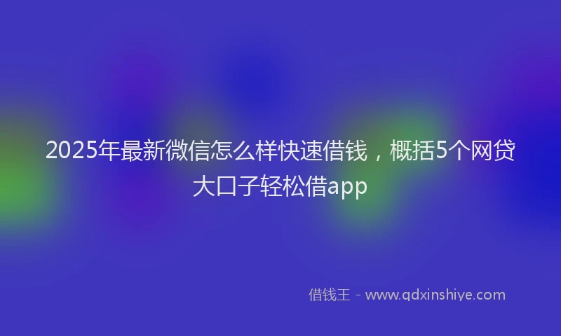 2025年最新微信怎么样快速借钱，概括5个网贷大口子轻松借app