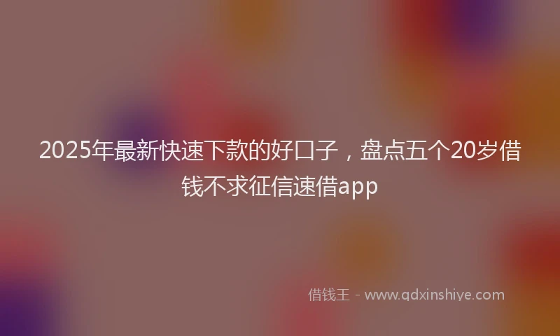 2025年最新快速下款的好口子，盘点五个20岁借钱不求征信速借app