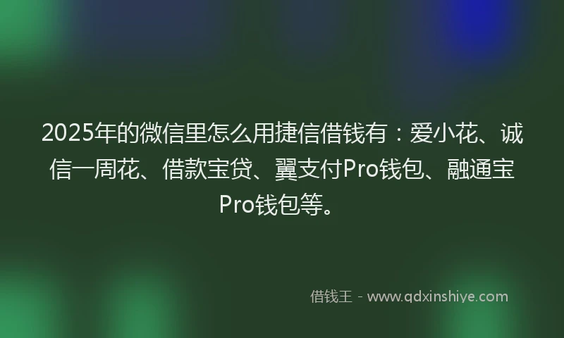 2025年的微信里怎么用捷信借钱有：爱小花、诚信一周花、借款宝贷、翼支付Pro钱包、融通宝Pro钱包等。