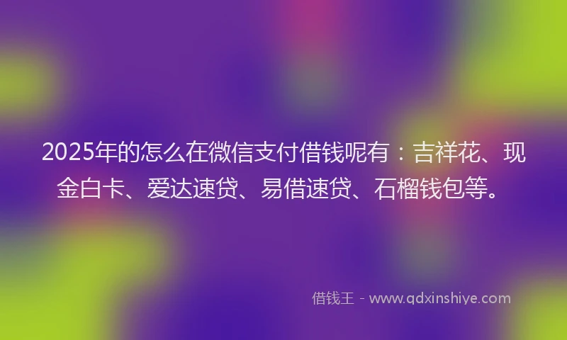 2025年的怎么在微信支付借钱呢有：吉祥花、现金白卡、爱达速贷、易借速贷、石榴钱包等。