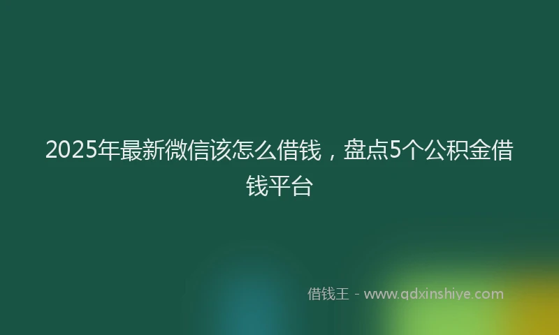 2025年最新微信该怎么借钱，盘点5个公积金借钱平台