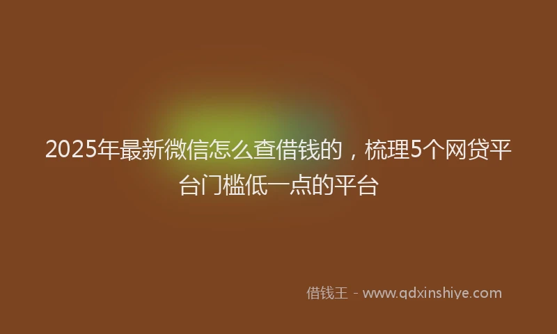 2025年最新微信怎么查借钱的，梳理5个网贷平台门槛低一点的平台